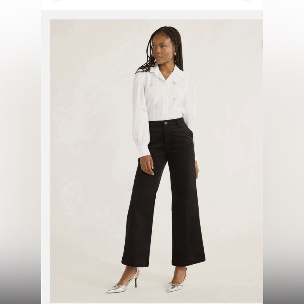 Free Assembly Wide Leg Black Corduroy Pants Size 14